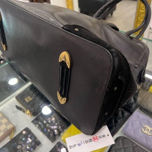 東區正精品㊣CD CHRISTIAN DIOR JEANNE 迪奧黑色全皮拚麂皮手提包RZ6388-9