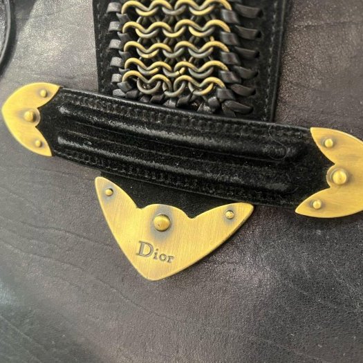 東區正精品㊣CD CHRISTIAN DIOR JEANNE 迪奧黑色全皮拚麂皮手提包RZ6388-14