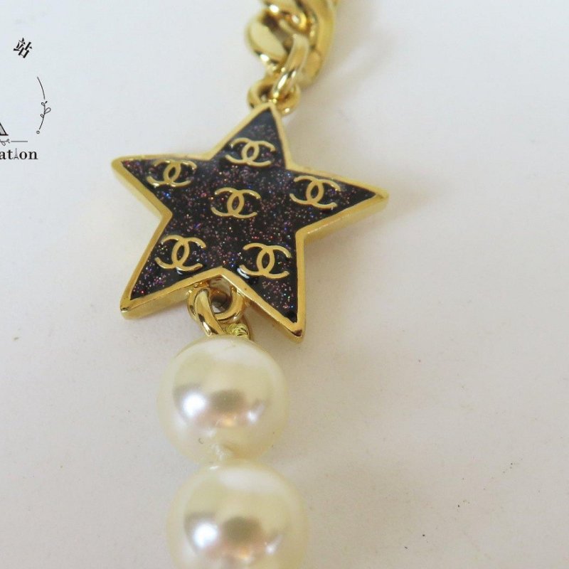【巴黎站二手名牌專賣店】＊現貨＊CHANEL 香奈兒 真品＊ABC676B金/珍珠紫星星項鍊-1