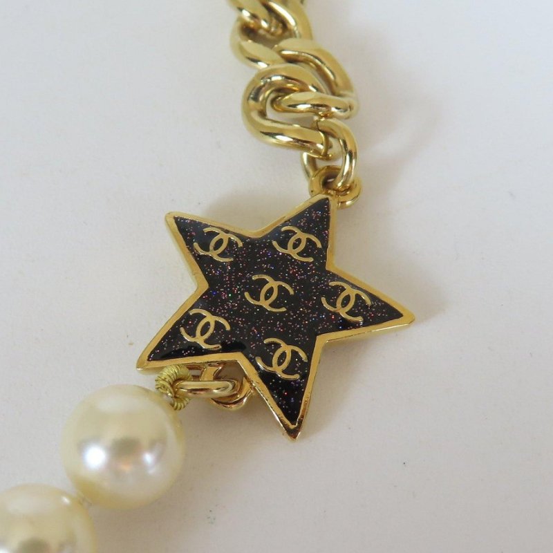 【巴黎站二手名牌專賣店】＊現貨＊CHANEL 香奈兒 真品＊ABC676B金/珍珠紫星星項鍊-3