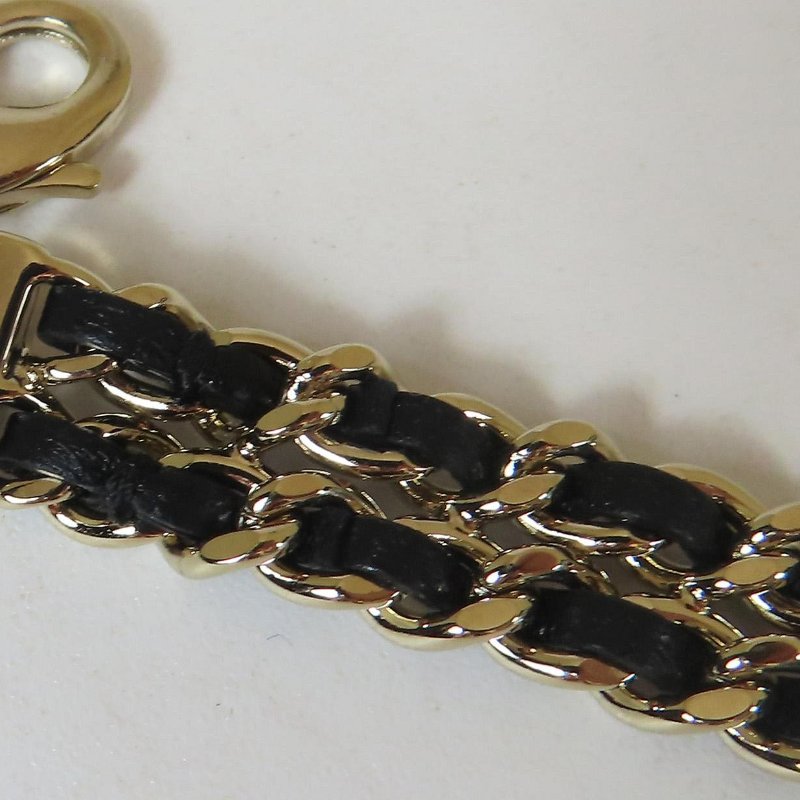 【巴黎站二手名牌專賣店】＊現貨＊CHANEL 香奈兒 真品＊淡金皮穿鏈手鍊-1