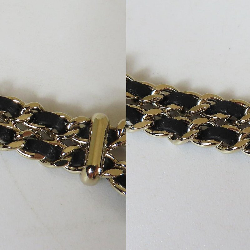 【巴黎站二手名牌專賣店】＊現貨＊CHANEL 香奈兒 真品＊淡金皮穿鏈手鍊-2