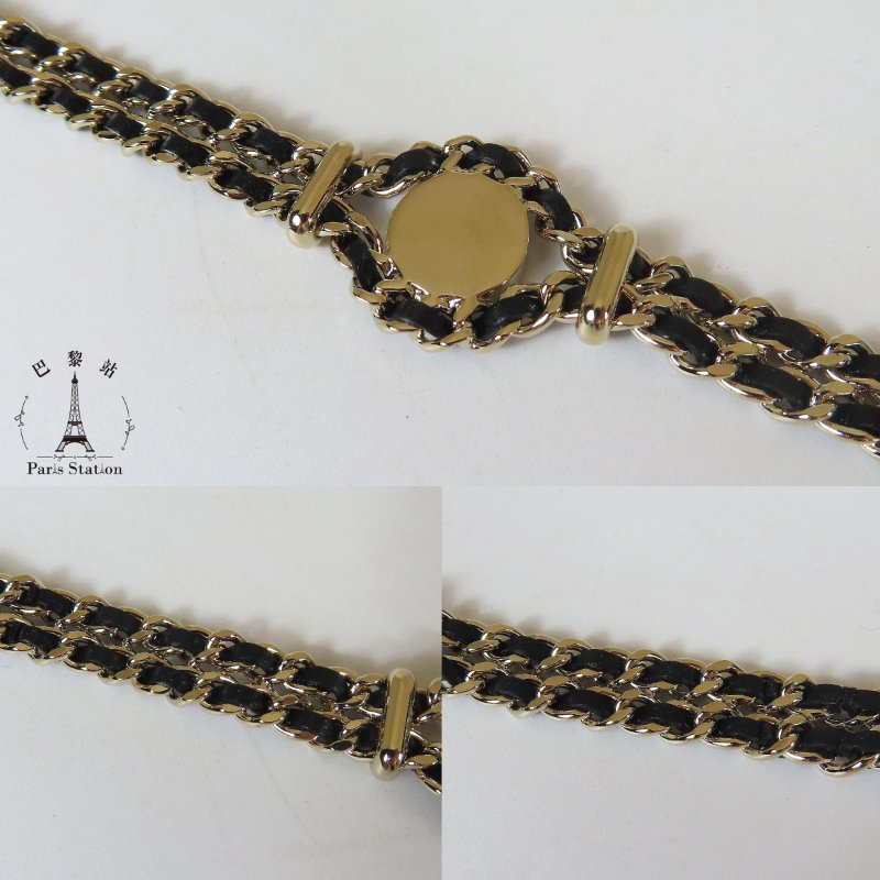 【巴黎站二手名牌專賣店】＊現貨＊CHANEL 香奈兒 真品＊淡金皮穿鏈手鍊-4