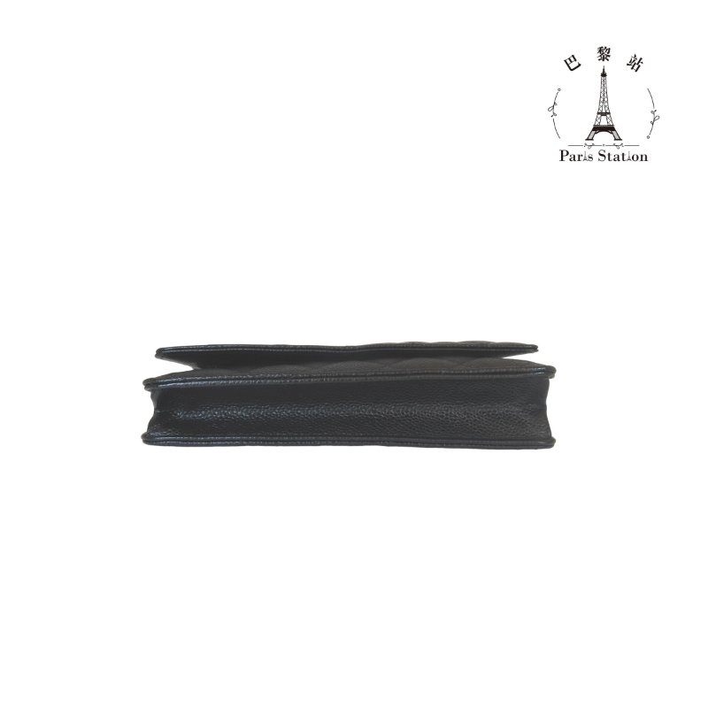 【巴黎站二手名牌專賣店】＊現貨＊CHANEL 香奈兒 真品＊黑色菱格紋荔枝皮革銀雙C鏈包 WOC斜背包-2