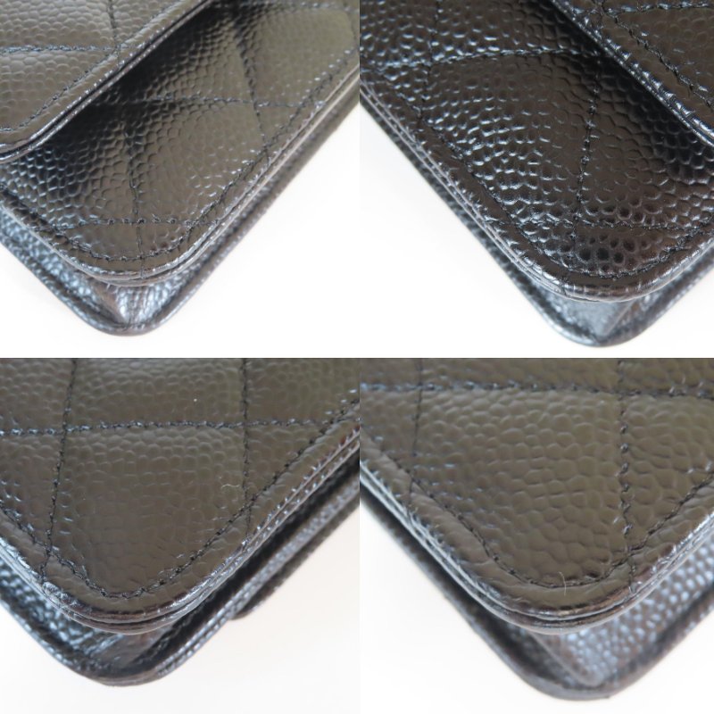 【巴黎站二手名牌專賣店】＊現貨＊CHANEL 香奈兒 真品＊黑色菱格紋荔枝皮革銀雙C鏈包 WOC斜背包-4