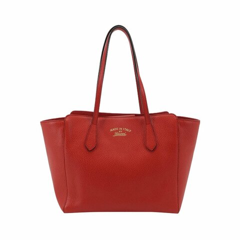 Gucci Swing牛皮純色logo標誌單肩包