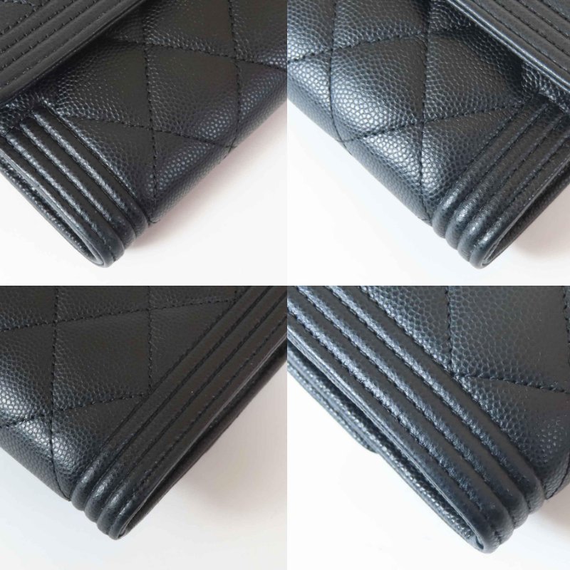 【巴黎站二手名牌專賣】＊現貨＊CHANEL 真品＊黑色荔枝皮革金BOY釦式長夾-4