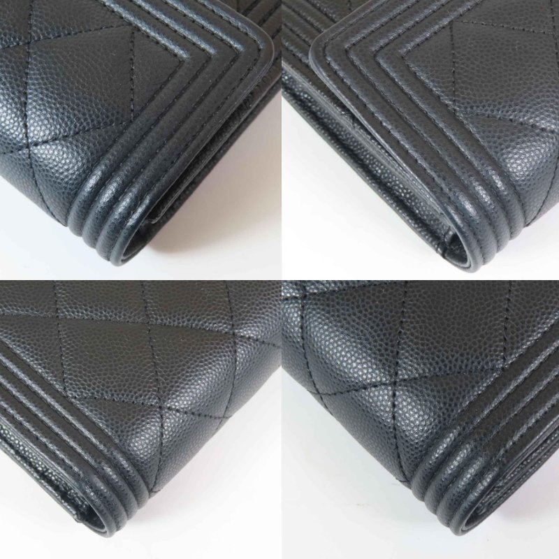 【巴黎站二手名牌專賣】＊現貨＊CHANEL 真品＊黑色荔枝皮革金BOY釦式長夾-5