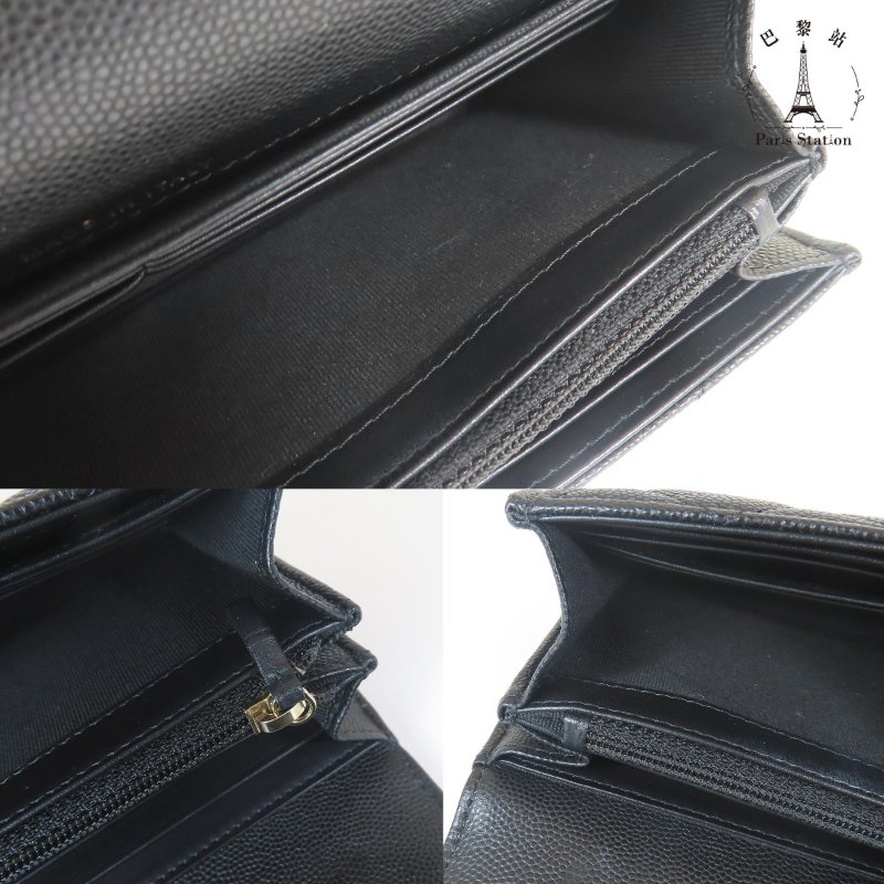 【巴黎站二手名牌專賣】＊現貨＊CHANEL 真品＊黑色荔枝皮革金BOY釦式長夾-7
