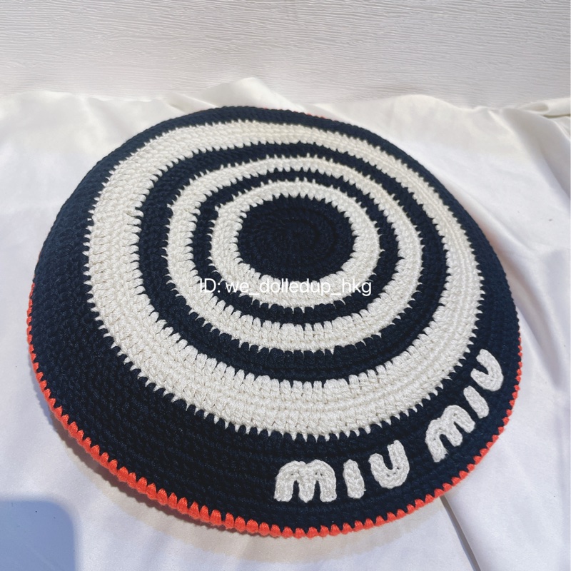 MIU MIU 藍白色畫家帽 S 57cm-0