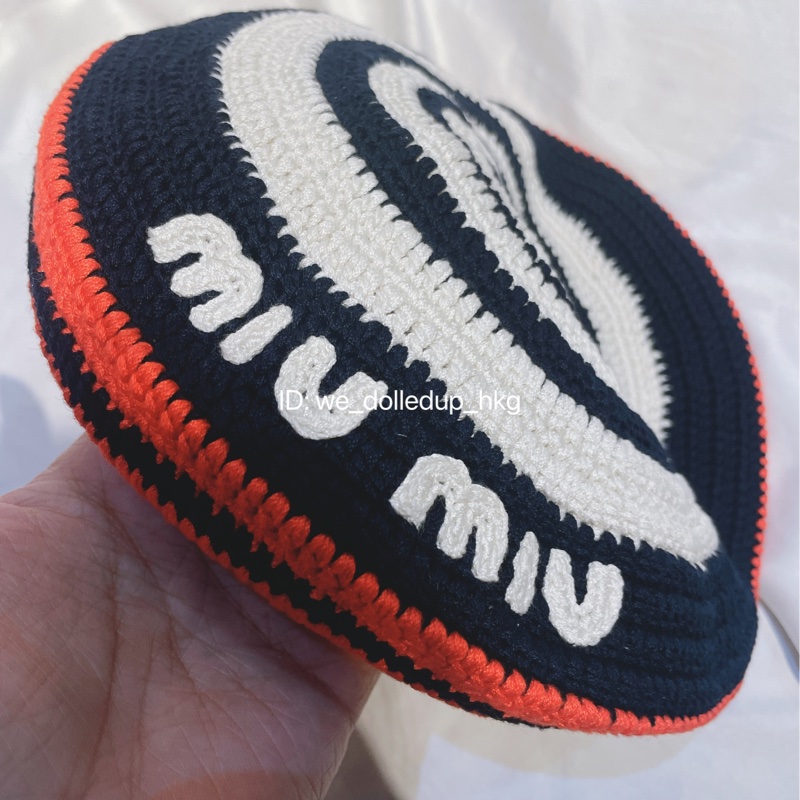 MIU MIU 藍白色畫家帽 S 57cm-1