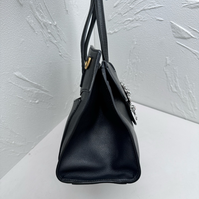 Gucci古馳totem中號黑色全皮蝴蝶鑽扣單肩斜挎手提包-3