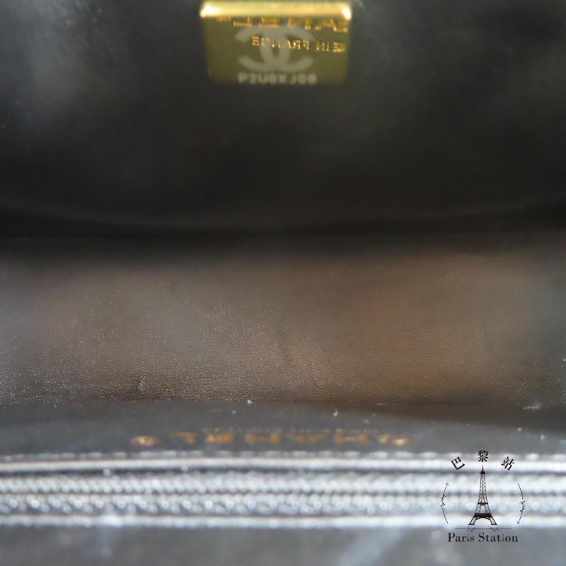 【巴黎站二手名牌專賣店】＊現貨＊CHANEL香奈兒真品＊黑色菱格紋皮革大金雙C掀蓋鍊包-3