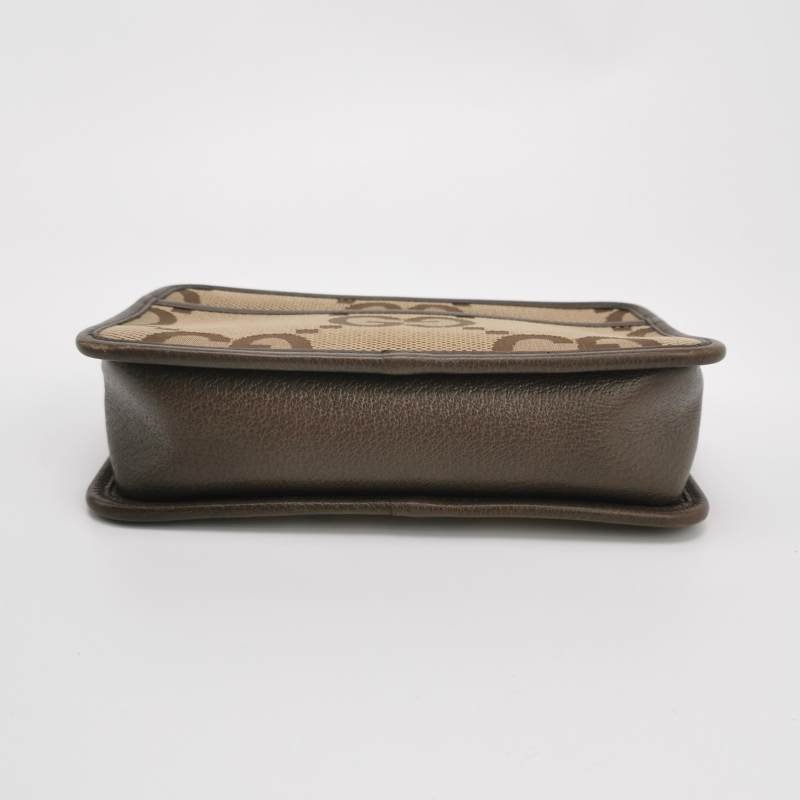 Gucci Jumbo牛皮帆布雙G老花斜背包單肩包-5