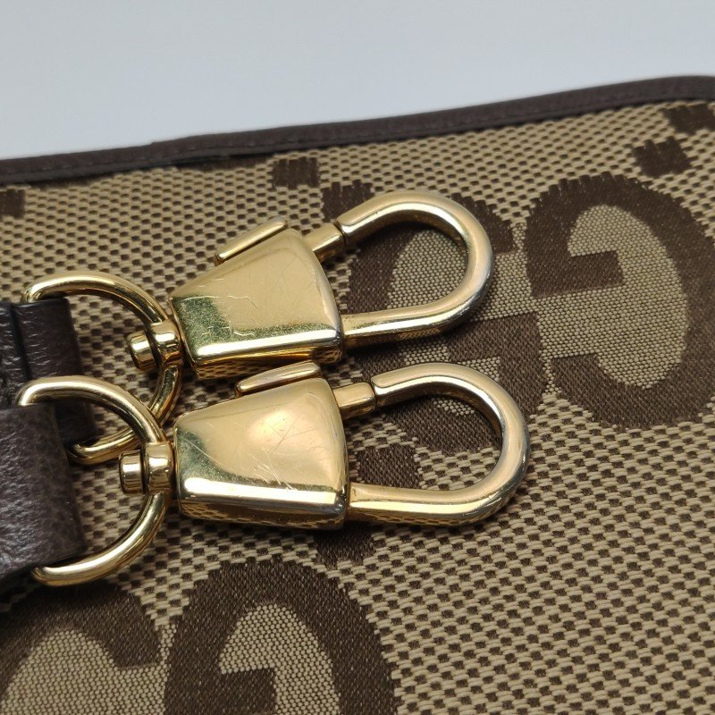 Gucci Jumbo牛皮帆布雙G老花斜背包單肩包-12