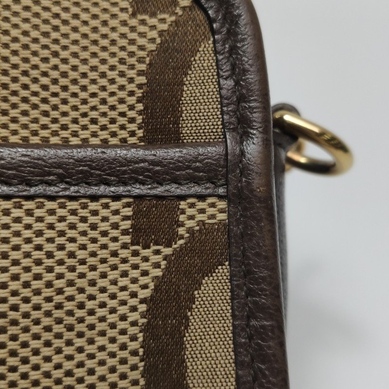 Gucci Jumbo牛皮帆布雙G老花斜背包單肩包-14