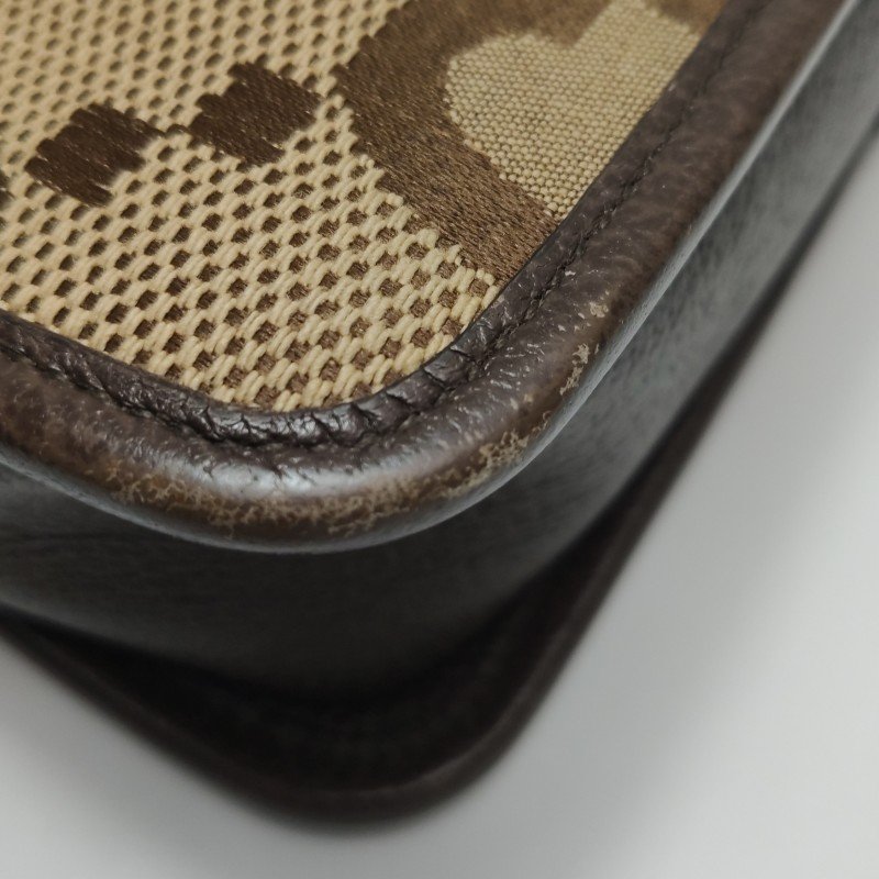 Gucci Jumbo牛皮帆布雙G老花斜背包單肩包-15