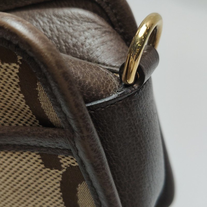 Gucci Jumbo牛皮帆布雙G老花斜背包單肩包-18