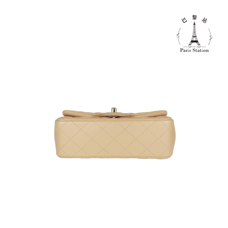 【巴黎站二手名牌專賣】＊現貨＊CHANEL 真品＊奶茶色菱格紋皮革淡金COCO 20肩背鏈包-2
