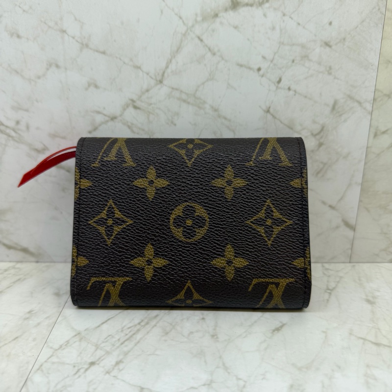 LV VICTORINE紅色白水鑽貓頭鷹短夾-1