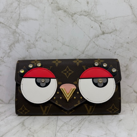 LV VICTORINE紅色白水鑽貓頭鷹長夾