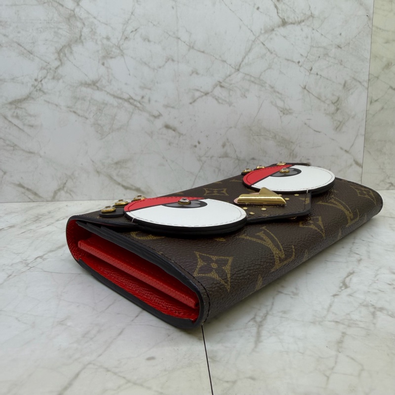 LV VICTORINE紅色白水鑽貓頭鷹長夾-1