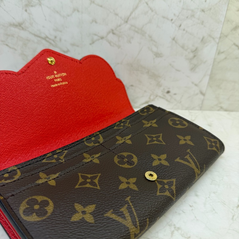 LV VICTORINE紅色白水鑽貓頭鷹長夾-4