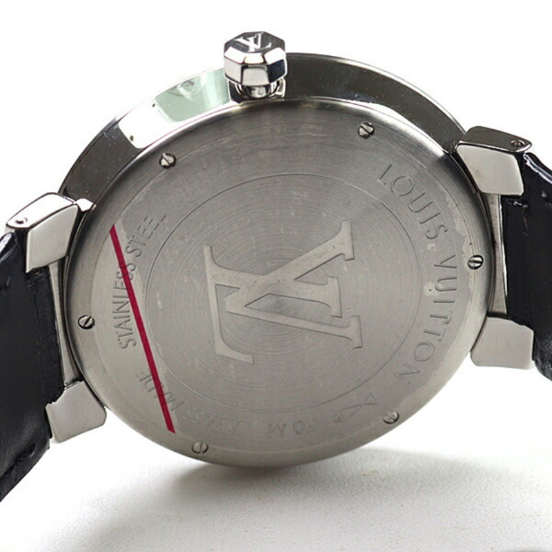 路易威登 Tambour Damier Q1D00 男士腕錶，黑色錶盤，石英機芯，翻新機。-2