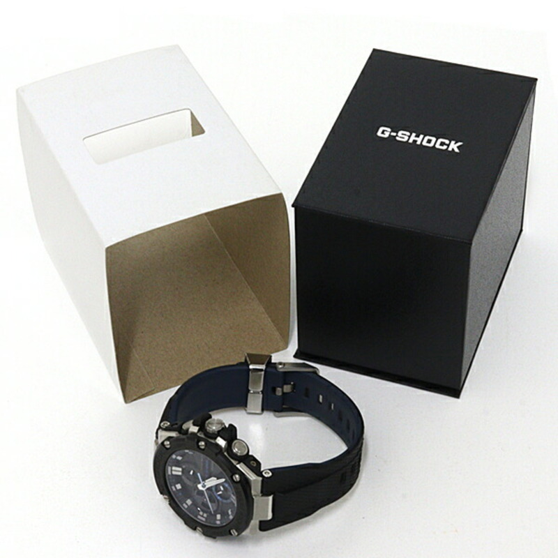 Casio G-Shock G-STEEL GST-B100 男士腕錶，太陽能動力，20 ATM 防水，黑/藍-1