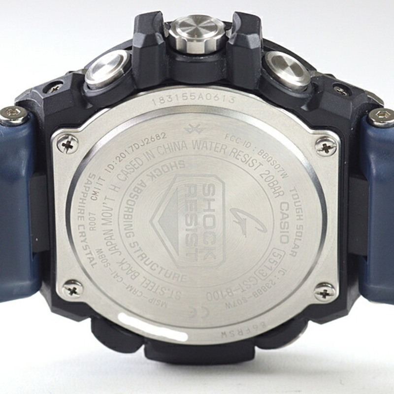 Casio G-Shock G-STEEL GST-B100 男士腕錶，太陽能動力，20 ATM 防水，黑/藍-2