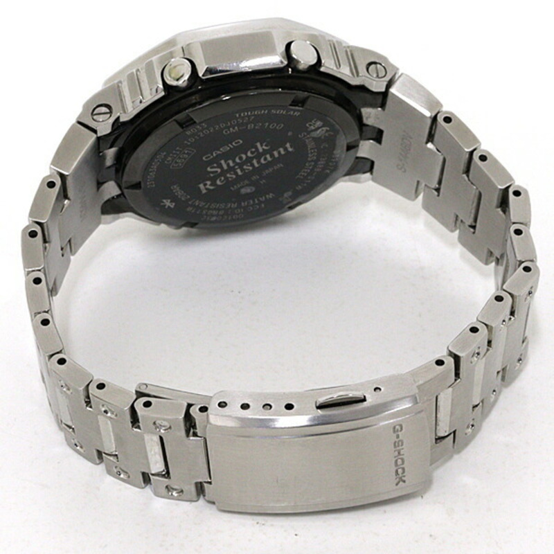 卡西歐 G-Shock GM-B2100 男士腕錶，八角形設計，全金屬錶殼，太陽能動力，20 ATM 防水，銀/黑色-2
