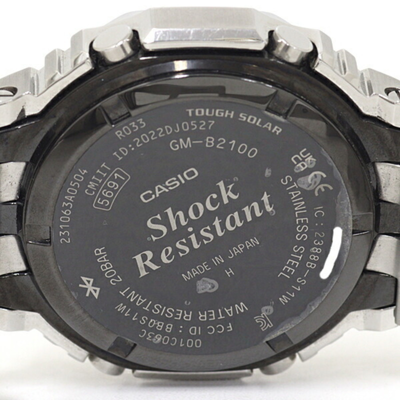 卡西歐 G-Shock GM-B2100 男士腕錶，八角形設計，全金屬錶殼，太陽能動力，20 ATM 防水，銀/黑色-3