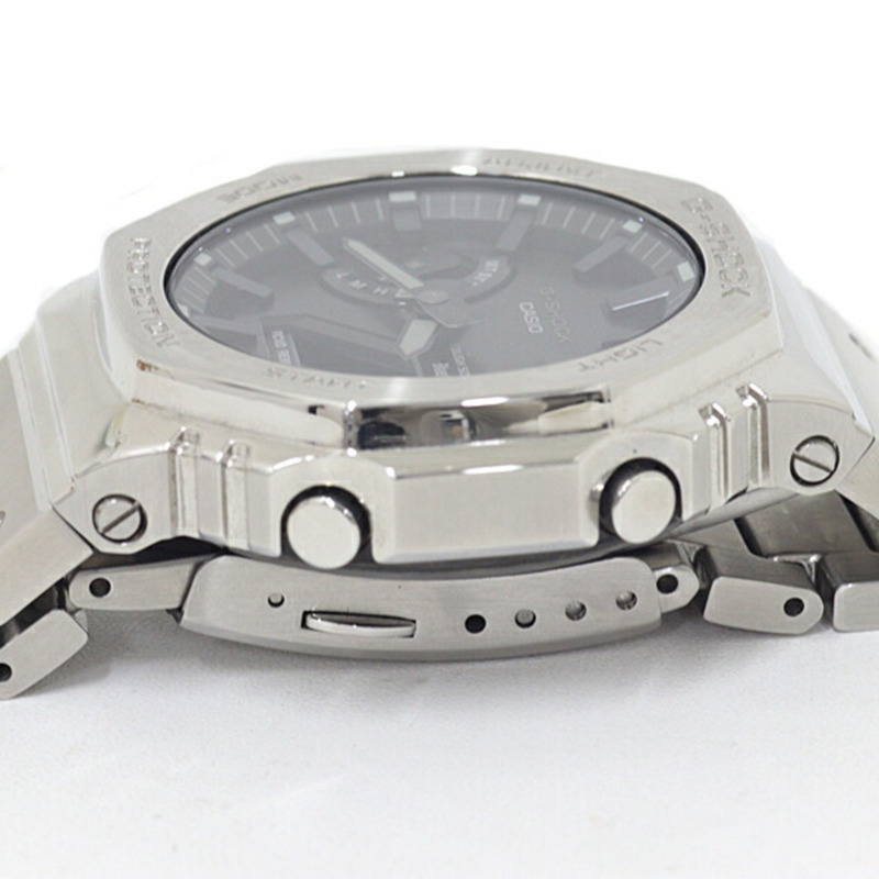 卡西歐 G-Shock GM-B2100 男士腕錶，八角形設計，全金屬錶殼，太陽能動力，20 ATM 防水，銀/黑色-4