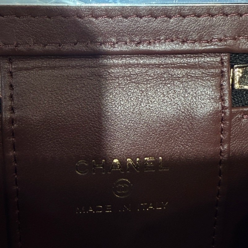 CHANEL 香奈兒的經典魚子醬菱格紋鏈帶迷你化妝包-19