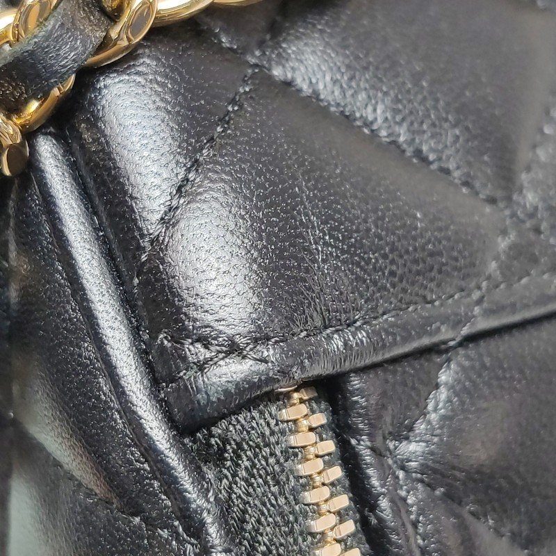 Chanel Vanity Case羊皮菱格絎縫徽章裝飾雙C標識斜挎包單肩包-17