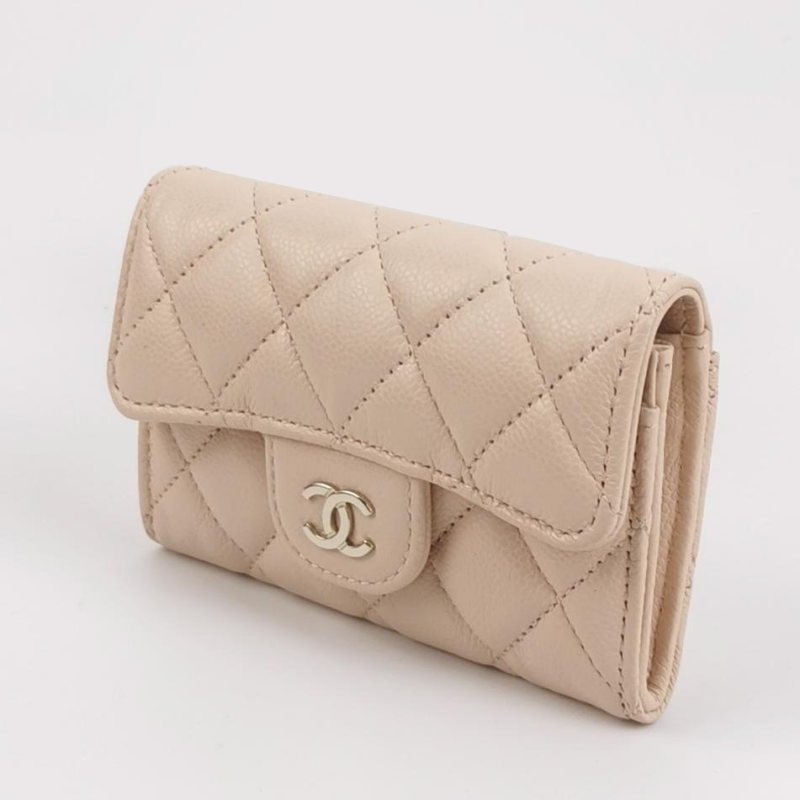 Chanel CC Bag牛皮菱格絎縫雙C Logo卡包-1