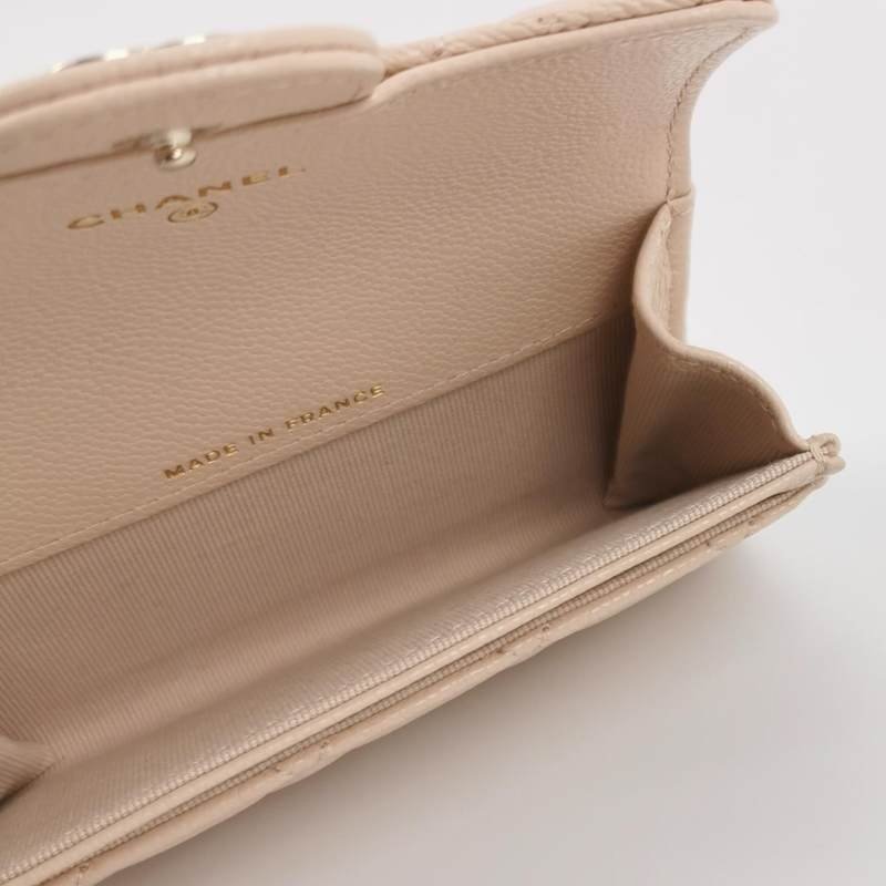 Chanel CC Bag牛皮菱格絎縫雙C Logo卡包-5