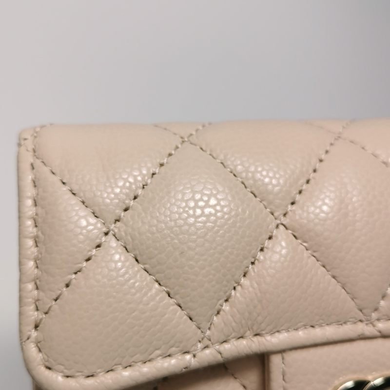 Chanel CC Bag牛皮菱格絎縫雙C Logo卡包-8