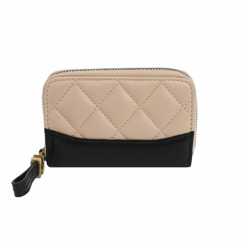 Chanel Gabrielle流浪包牛皮菱格絎縫拉鍊卡包