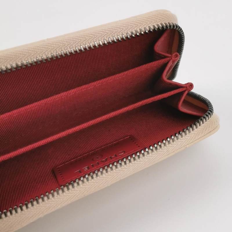 Chanel Gabrielle流浪包牛皮菱格絎縫拉鍊卡包-5