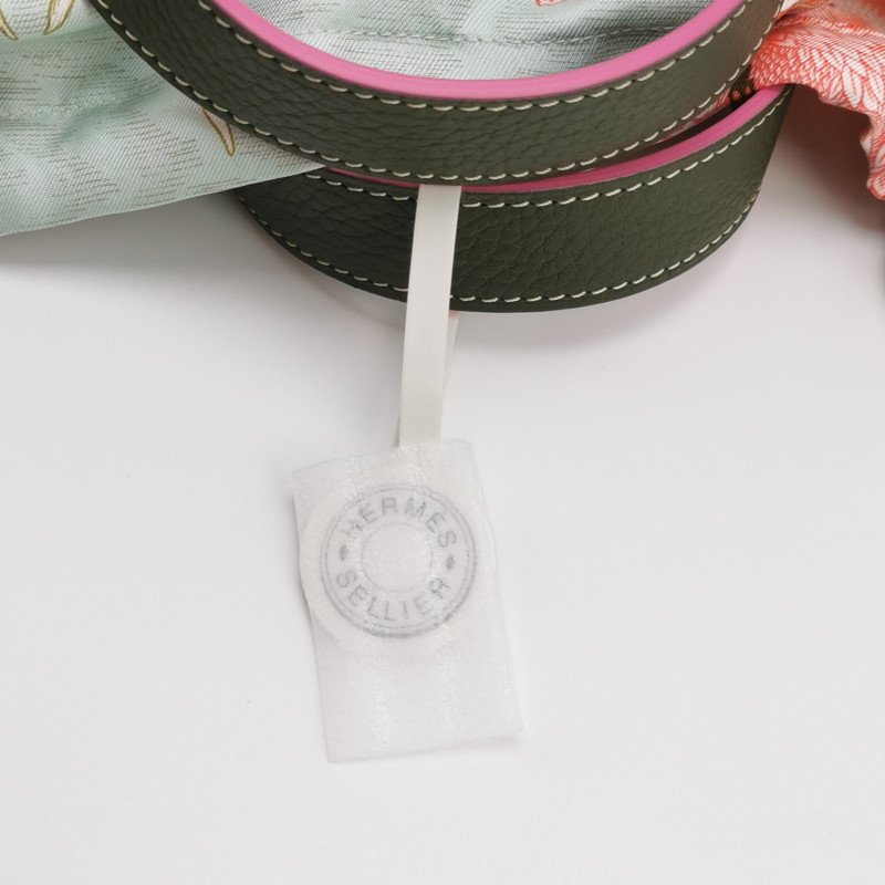 Hermes 手袋帆布Clemence（TC）牛皮銀扣V6橄欖綠彩色-7