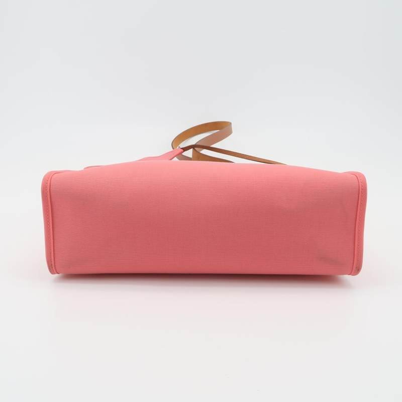 Hermes Herbag31馬鞍釘鎖扣斜挎包單肩包Hunter牛皮帆布銀扣粉色棕色Z刻-5