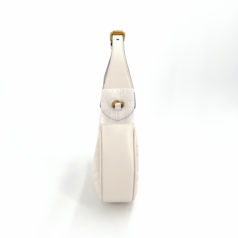 GUCCI 古馳 GG marmont Hobo 月亮包 白 未使用閒置-8