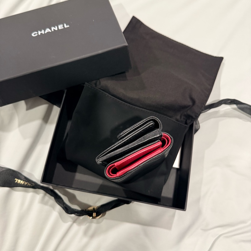 Chanel 19 mini 三折短夾 全新 黑銀 保卡款-8