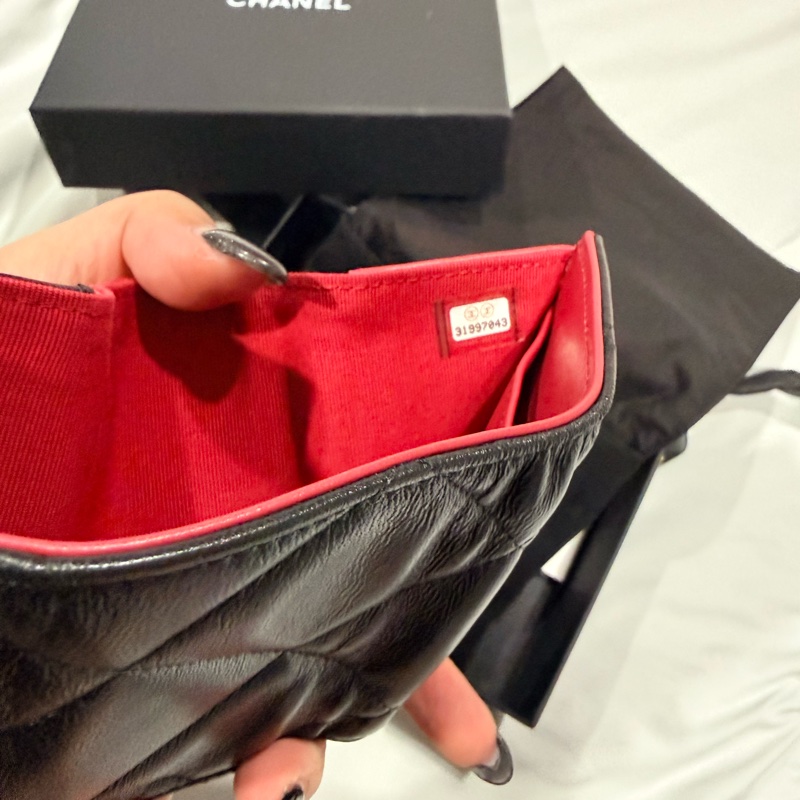 Chanel 19 mini 三折短夾 全新 黑銀 保卡款-9