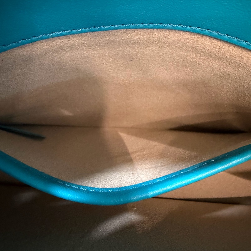 TOD'S TIMELESS 湖水藍 全皮 金釦 肩背包 斜背包 方包-48