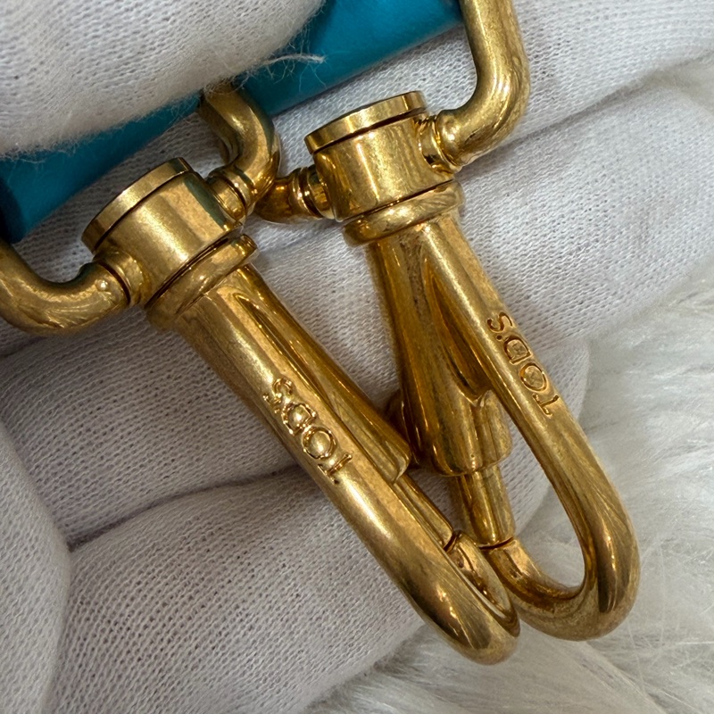 TOD'S TIMELESS 湖水藍 全皮 金釦 肩背包 斜背包 方包-52