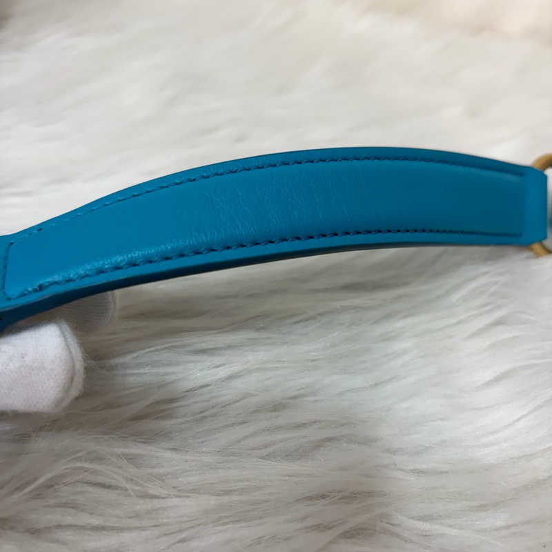 TOD'S TIMELESS 湖水藍 全皮 金釦 肩背包 斜背包 方包-53