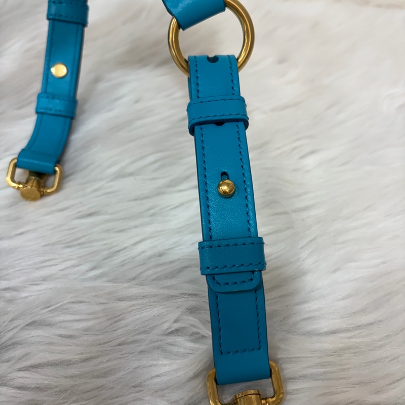 TOD'S TIMELESS 湖水藍 全皮 金釦 肩背包 斜背包 方包-55