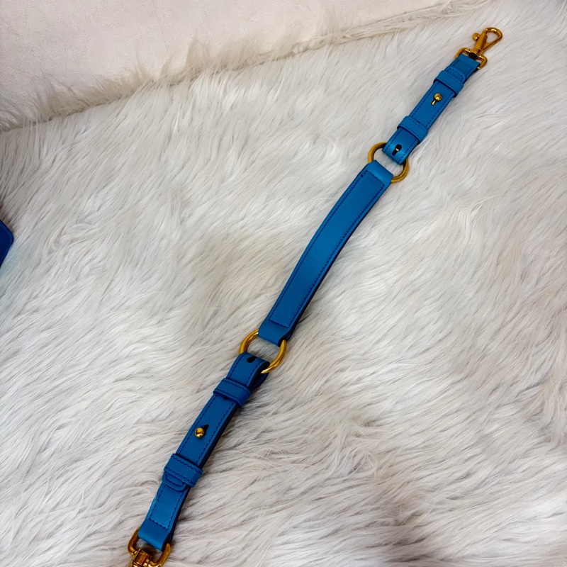 TOD'S TIMELESS 湖水藍 全皮 金釦 肩背包 斜背包 方包-58